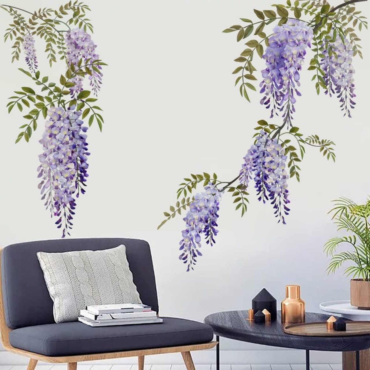 Purple Wisteria Wall Stickers – Hanging Floral Stickers for Nursery, Bedroom & Living Room